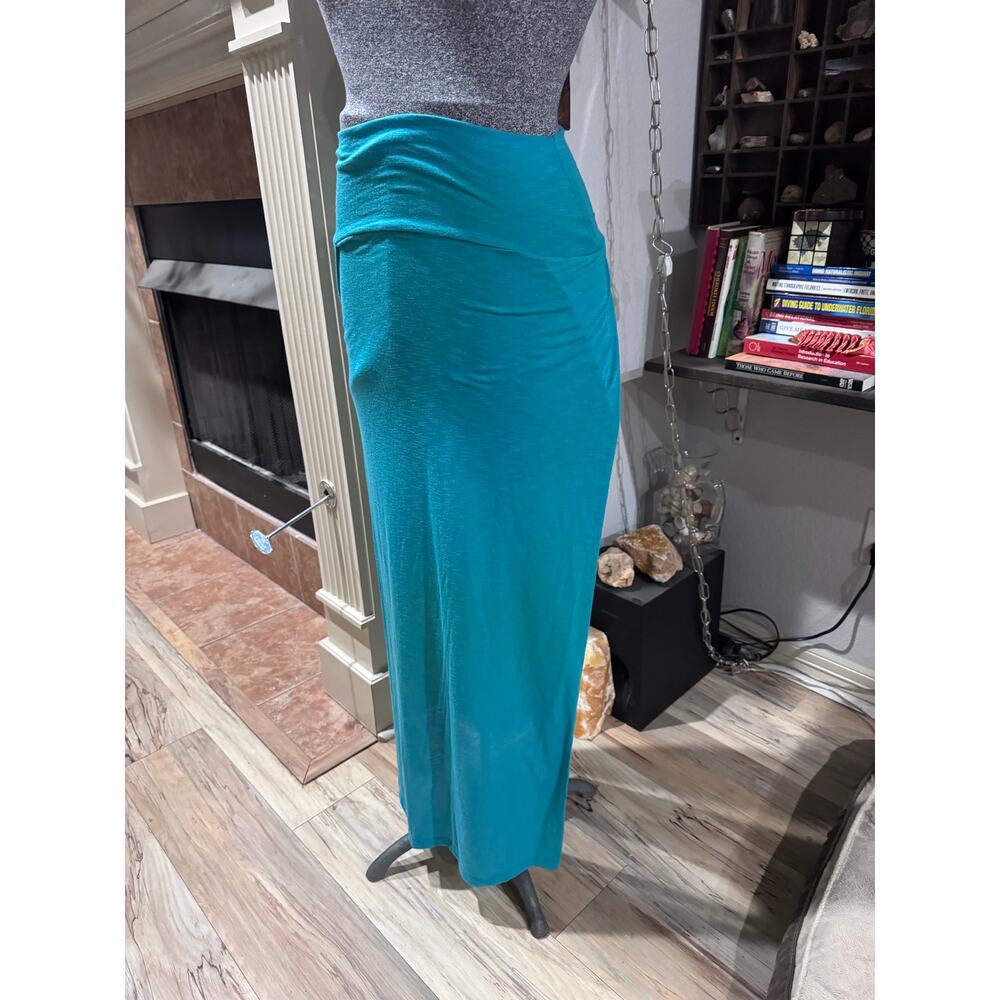 Bright teal dual slit maxi skirt